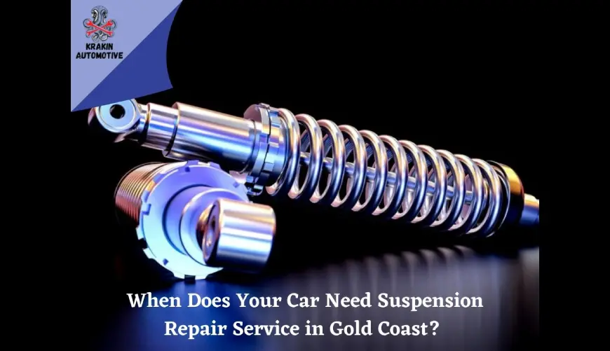 Mechanic inspecting car suspension system at Krakin Automotive Gold Coast