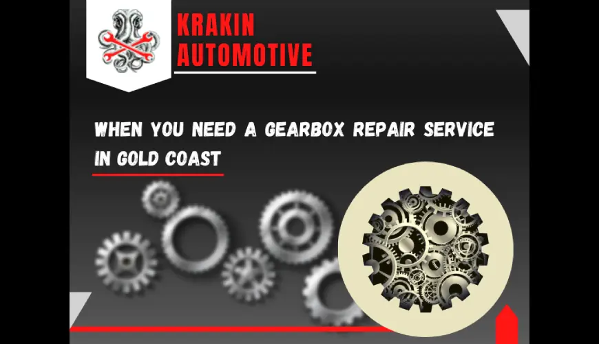 Mechanic inspecting car gearbox for repair at Krakin Automotive Gold Coast